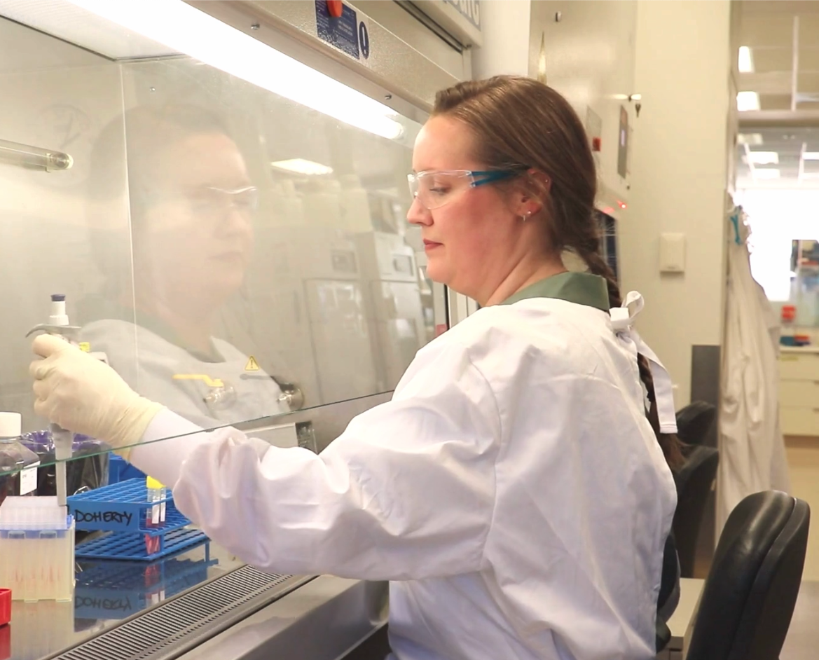 Dr Louise Rowntree in the lab